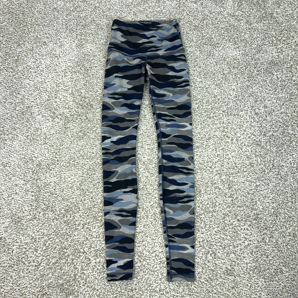 Lululemon Pants Womens 4 Blue Camo Align Mid Rise Leggings Yoga Gym Workout